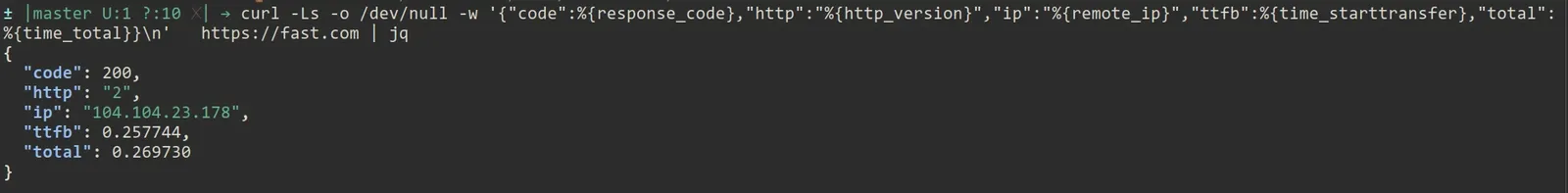 Ejemplo de curl obteniendo json con información de diagnóstico