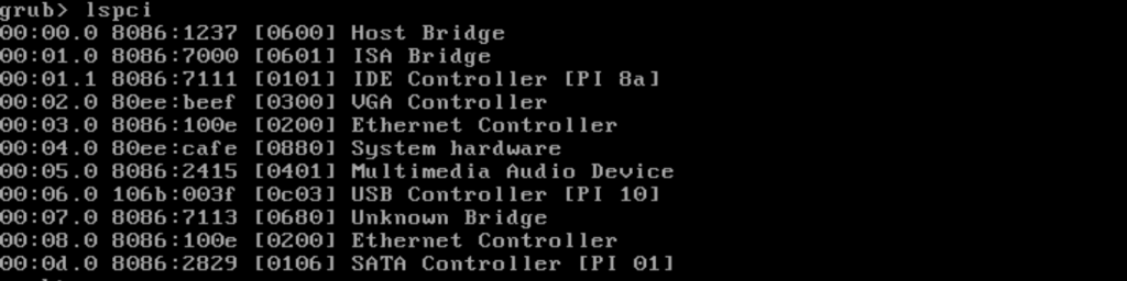 Comando lspci en GRUB2
