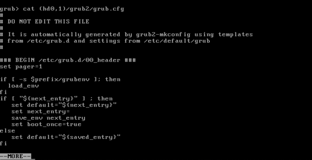 Comando cat en GRUB2